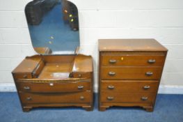 A LEBUS 20TH CENTURY OAK DRESSING CHEST, with a single mirror, two swinging drawers and two long