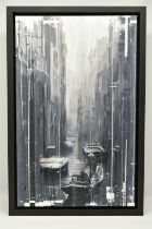 KRIS HARDY (BRITISH 1978) ' VENETIAN CANAL ON A MISTY MORNING', a contemporary cityscape, signed