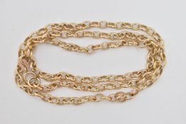A 9CT GOLD BELCHER CHAIN, fitted with a spring clasp, hallmarked 9ct Birmingham, length 440mm,