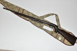 AN UNAMED .177 CAL UNDER LEVER AIR RIFLE, serial no.8499, overall length 110cm approx., has had some