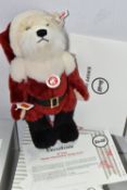 A BOXED LIMITED EDITION STEIFF 'SANTA CHRISTMAS' MUSICAL TEDDY BEAR, plays 'Silent Night', jointed