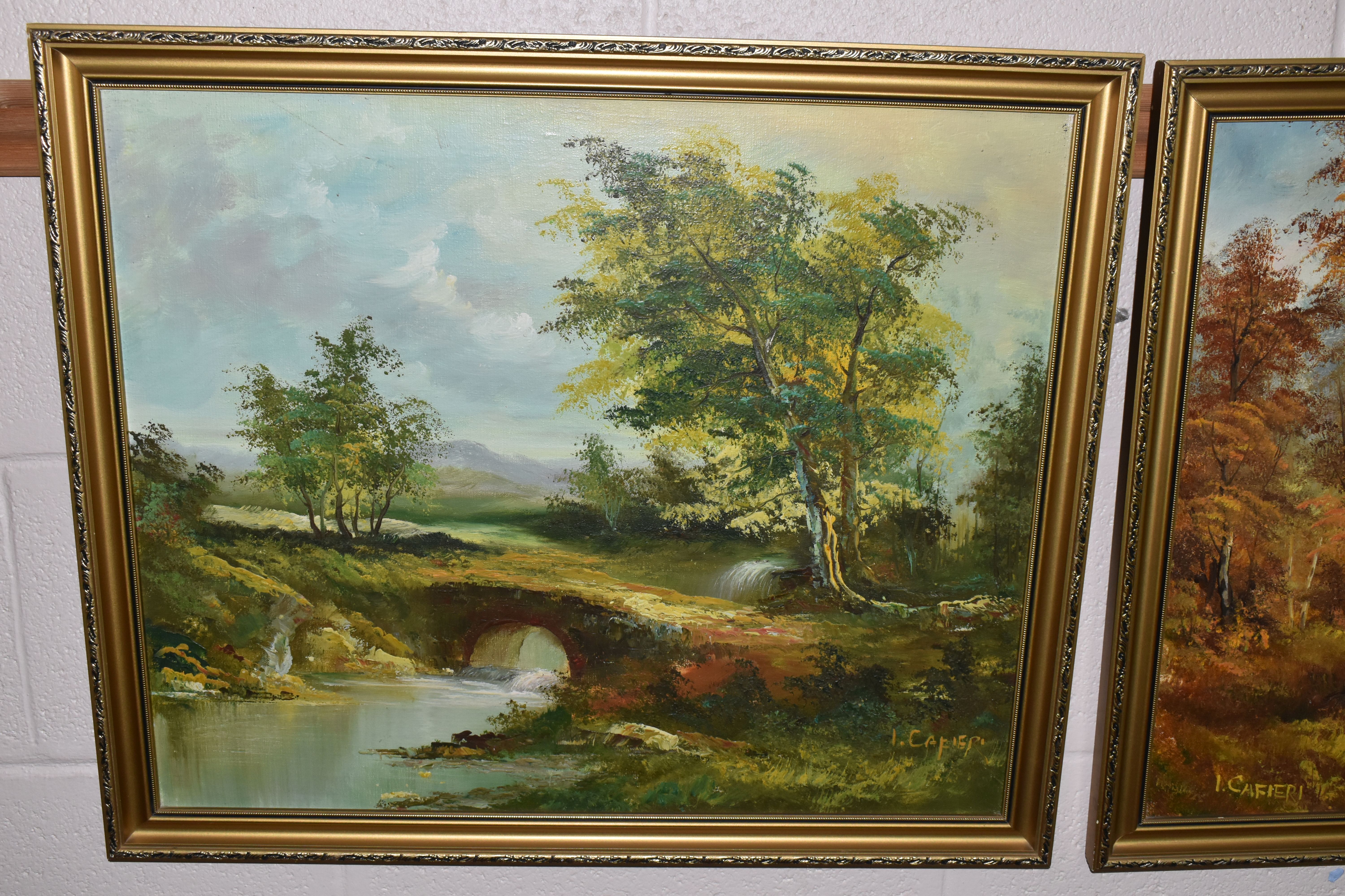 I. CAFIERI (MODERN) Two landscape scenes, oils on canvas, signed lower left and right, 49cm x - Image 4 of 4