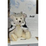 A BOXED LIMITED EDITION STEIFF 'LONG TO REIGN OVER US' MUSICAL TEDDY BEAR, a UK and Ireland