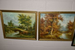 I. CAFIERI (MODERN) Two landscape scenes, oils on canvas, signed lower left and right, 49cm x