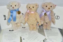 THREE BOXED LIMITED EDITION STEIFF TEDDY BEARS, produced to celebrate the births of Prince George,