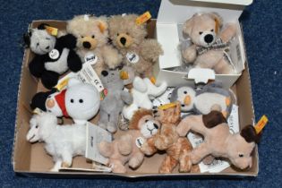 A BOX OF STEIFF PENDANT KEY RINGS, twelve key rings in the forms of teddy bears, a lion, a mouse, an