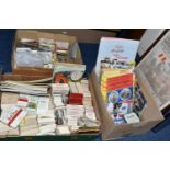 THREE BOXES OF EPHEMERA containing a large collection of trade cards, full, part sets and odds in 6d