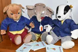 THREE STEIFF RUPERT CLASSIC CHARACTERS, comprising Algy Pug 01756, Bill Badger 017049 and Edward