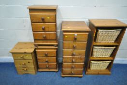 A SELECTION OF PINE FURNITURE, to include a chest of six drawers, width 44cm x depth 49cm x height