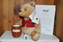 A BOXED LIMITED STEIFF WINNIE THE POOH, 664588, white ear tag and gold button blonde bear, height