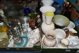 SEVEN BOXES AND LOOSE CERAMICS, GLASS, METAL WARE AND SUNDRY ITEMS, to include a Wedgwood Embossed