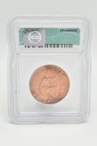 A 1951 GEORGE V1 PROOF PENNY COIN SLABBED and GRADED by I.C.G. And Verified PR65 RD (1415600101)