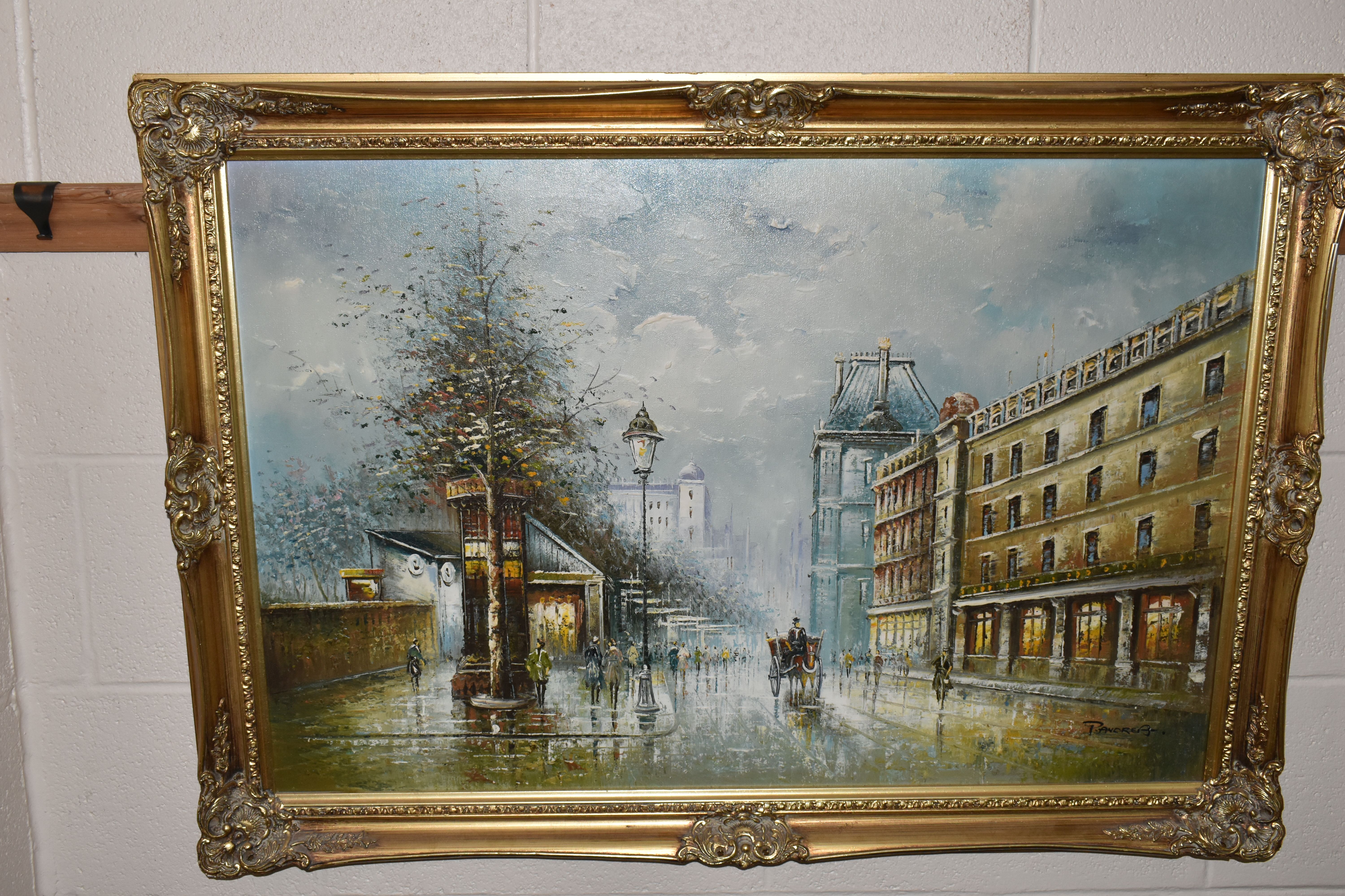 P. ANDREA (20TH CENTURY, CONTINENTAL) Parisian street scene, oil on canvas, signed lower right, 59cm - Image 2 of 4