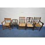 A VARIETY OF CHILDS CHAIRS, to include a Thorens movement 'Mary had a little lamb' folding chair,