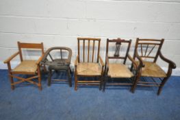 A VARIETY OF CHILDS CHAIRS, to include a Thorens movement 'Mary had a little lamb' folding chair,