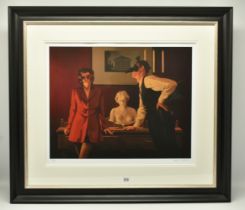 JACK VETTRIANO (SCOTTISH 1951) 'THE SPARROW AND THE HAWK', a signed limited edition print on paper