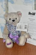 A BOXED STEIFF LIMITED EDITION 'TEDDY BEAR VIOLET', no.677625, limited edition no.902/1500, cream