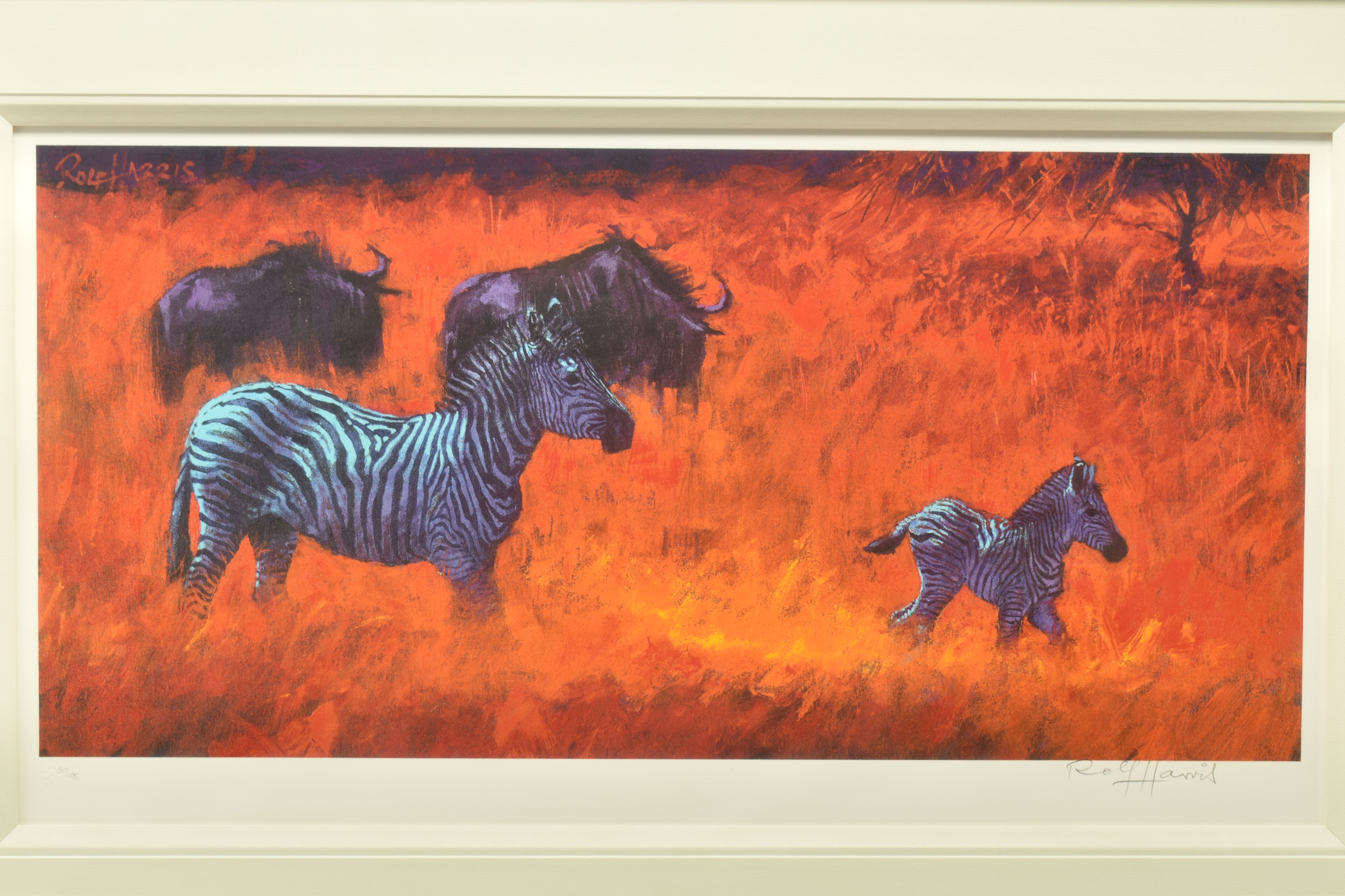 ROLF HARRIS (AUSTRALIA 1930) ' ZEBRA AND WILDEBEEST', a signed limited edition print on paper, 50/ - Image 2 of 10