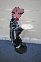 A NOVELTY PAINTED WOODEN BUTLER, height 92cm (condition report: some marks and signs of usage)