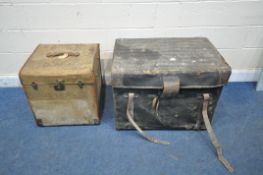 TWO LATE 19TH / EARLY 20TH CENTURY TRAVELING TRUNKS, largest width 81cm x depth 62cm x height