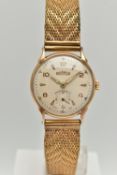 A GENTS 9CT GOLD 'ROAMER' WRISTWATCH, manual wind, round silvered dial signed 'Roamer',