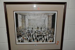 AFTER LAWRENCE STEPHEN LOWRY (BRITISH 1887-1976) 'THE AUCTION', an unsigned limited edition