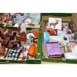 A COLLECTION OF ASSORTED MODERN DOLLS HOUSE FURNITURE AND ACCESSORIES, assorted styles and periods