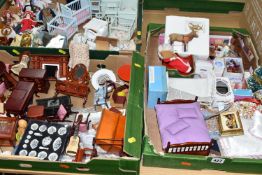 A COLLECTION OF ASSORTED MODERN DOLLS HOUSE FURNITURE AND ACCESSORIES, assorted styles and periods