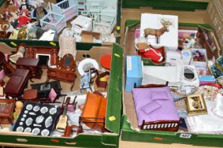 A COLLECTION OF ASSORTED MODERN DOLLS HOUSE FURNITURE AND ACCESSORIES, assorted styles and periods