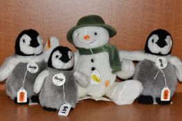 A GROUP OF STEIFF 'FLAPS' PENGUINS, comprising two Flaps Penguin Baby 057090, height 20cm, a Flaps