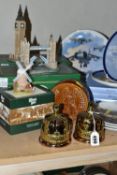 THREE BOXED LILLIPUT LANE SCULPTURES AND A GROUP OF CABINET PLATES, comprising 'The Old Windmill'