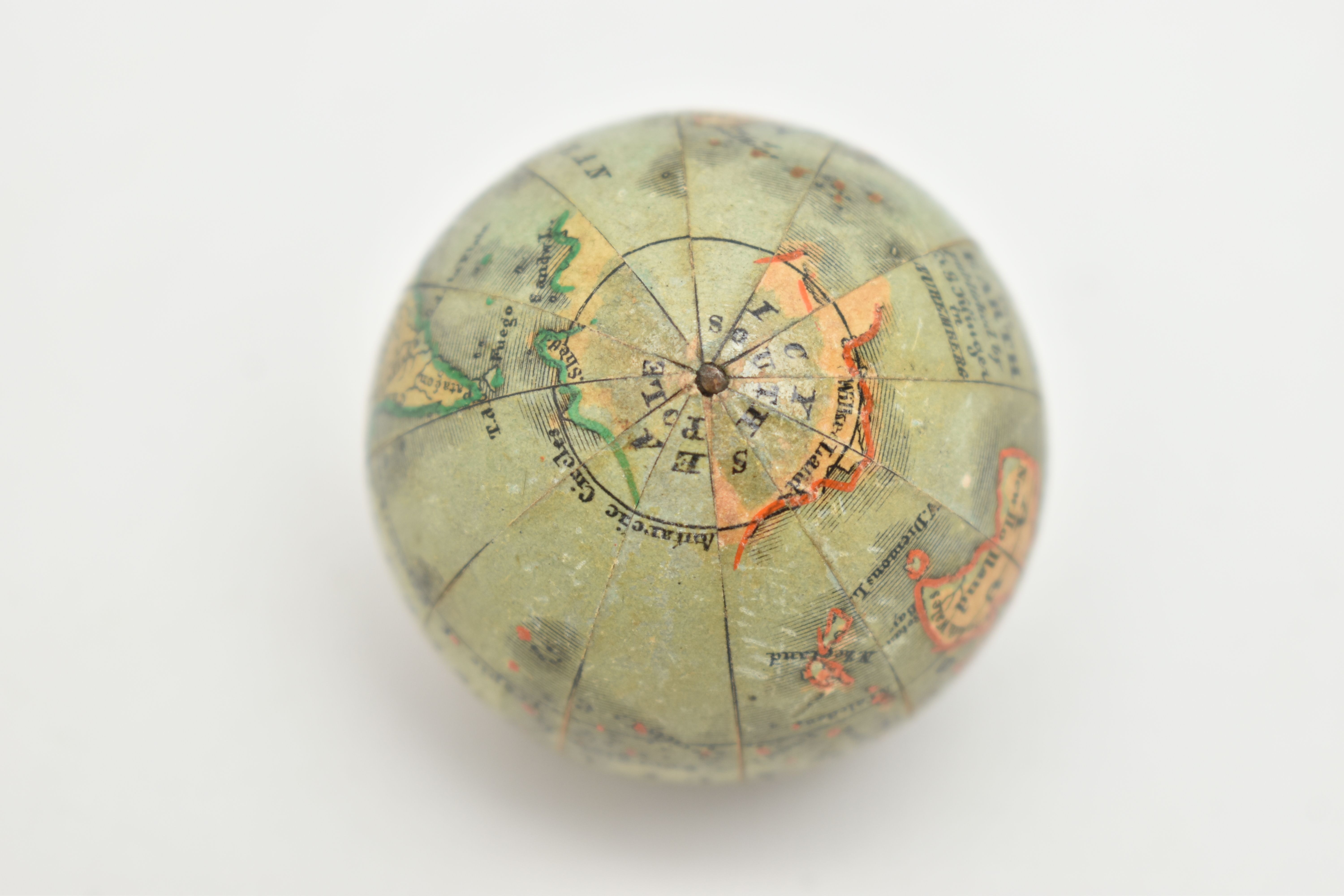 A 19TH CENTURY GERMAN MINIATURE POCKET GLOBE BY J G KLINGER, twelve printed paper gores, stamped ' - Image 6 of 9