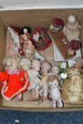 ONE BOX OF EARLY 20TH CENTURY DOLLS ETC, to include a bisque Lulu doll, a German bisque doll with
