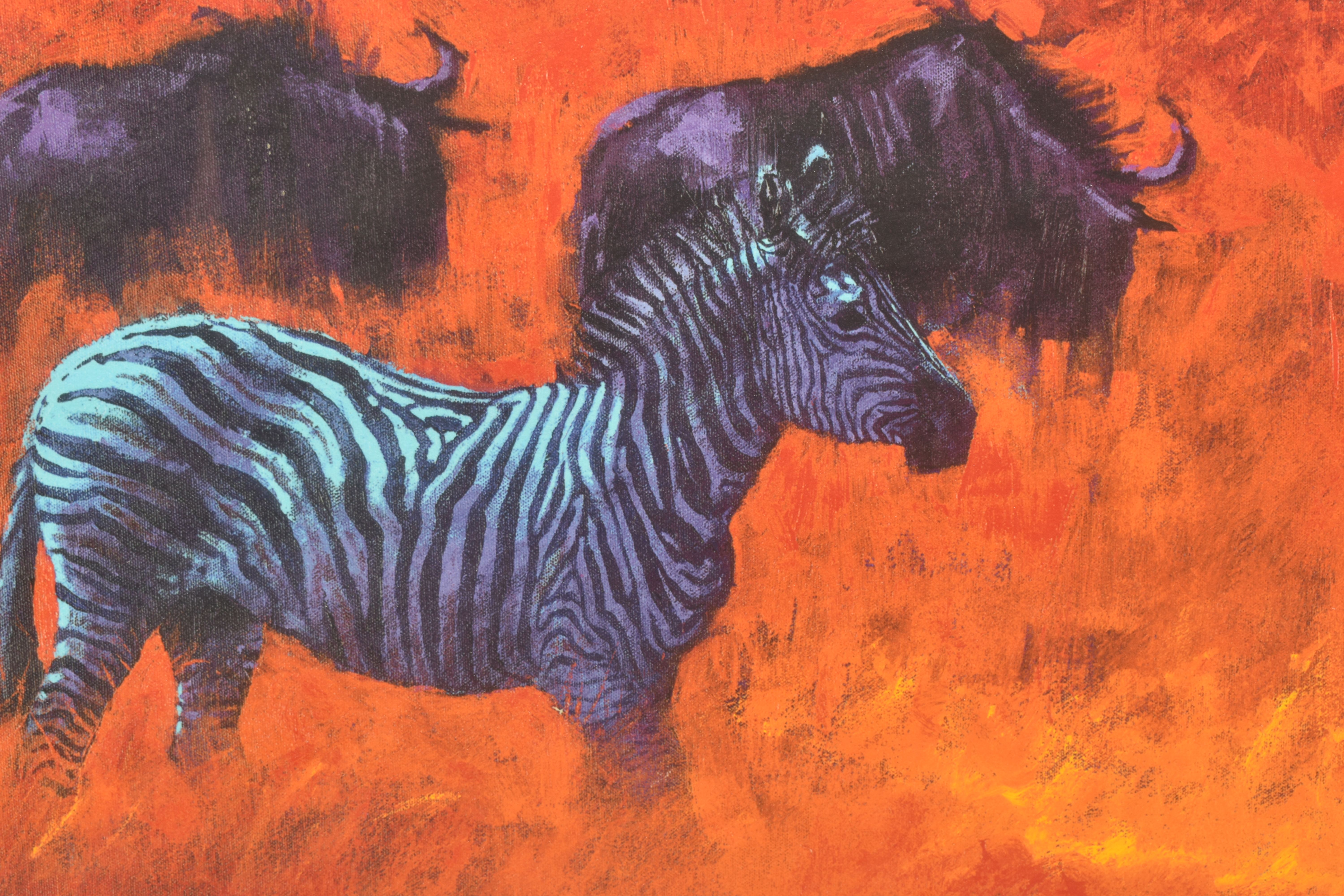 ROLF HARRIS (AUSTRALIA 1930) ' ZEBRA AND WILDEBEEST', a signed limited edition print on paper, 50/ - Image 3 of 10