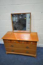 A STAG MADRIGAL DRESSING CHEST, with a single mirror, fitted with four short over two long