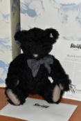 A BOXED STEIFF LIMITED EDITION 'BLACK PETSY' no.663178, ltd ed no.366/1500, black mohair, height