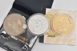 A PACKET CONTAINING 3X SILVER COINS, to include a 2009 St George and The Dragon for TDC £5
