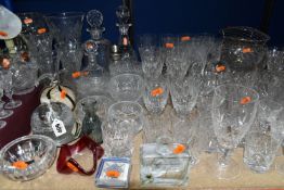 A LARGE QUANTITY OF CUT CRYSTAL AND GLASSWARE, comprising wine glasses, ale glasses, whisky