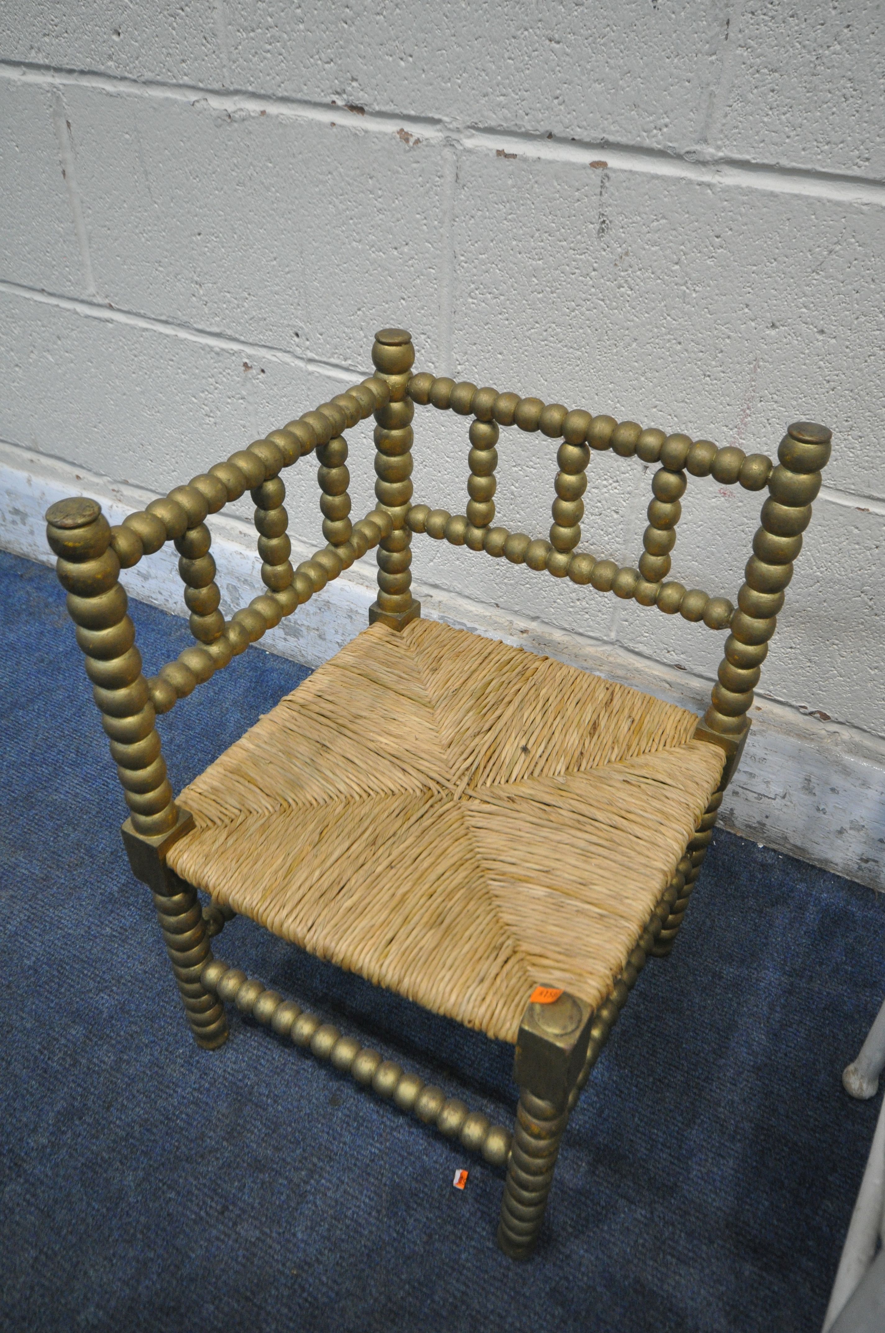 THREE CHILDS CHAIRS, to include a Morris and Co style bobbin turned corner chair, an oak American - Image 2 of 4