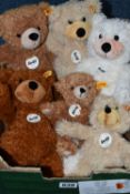 ONE BOX OF STEIFF TEDDY BEARS AND BABIES, to include Flora and baby 012792 and 012778, Happy and