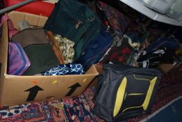 SIX BOXES OF ASSORTED BAGS, to include flight bags, travel bags, shopping bags, handbags, unused '