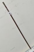 A MILITARY SWAGGER STICK WITH WORCESTERSHIRE REGIMENT METAL MOUNT, approximate length 70cm