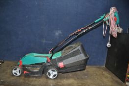 A BOSCH ROTAK 340ER ELECTRIC LAWN MOWER with collection box (PAT pass and working)