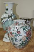 A 19TH CENTURY CHINESE FAMILLE VERT BALUSTER VASE, enamelled with a continuous scene of figures in