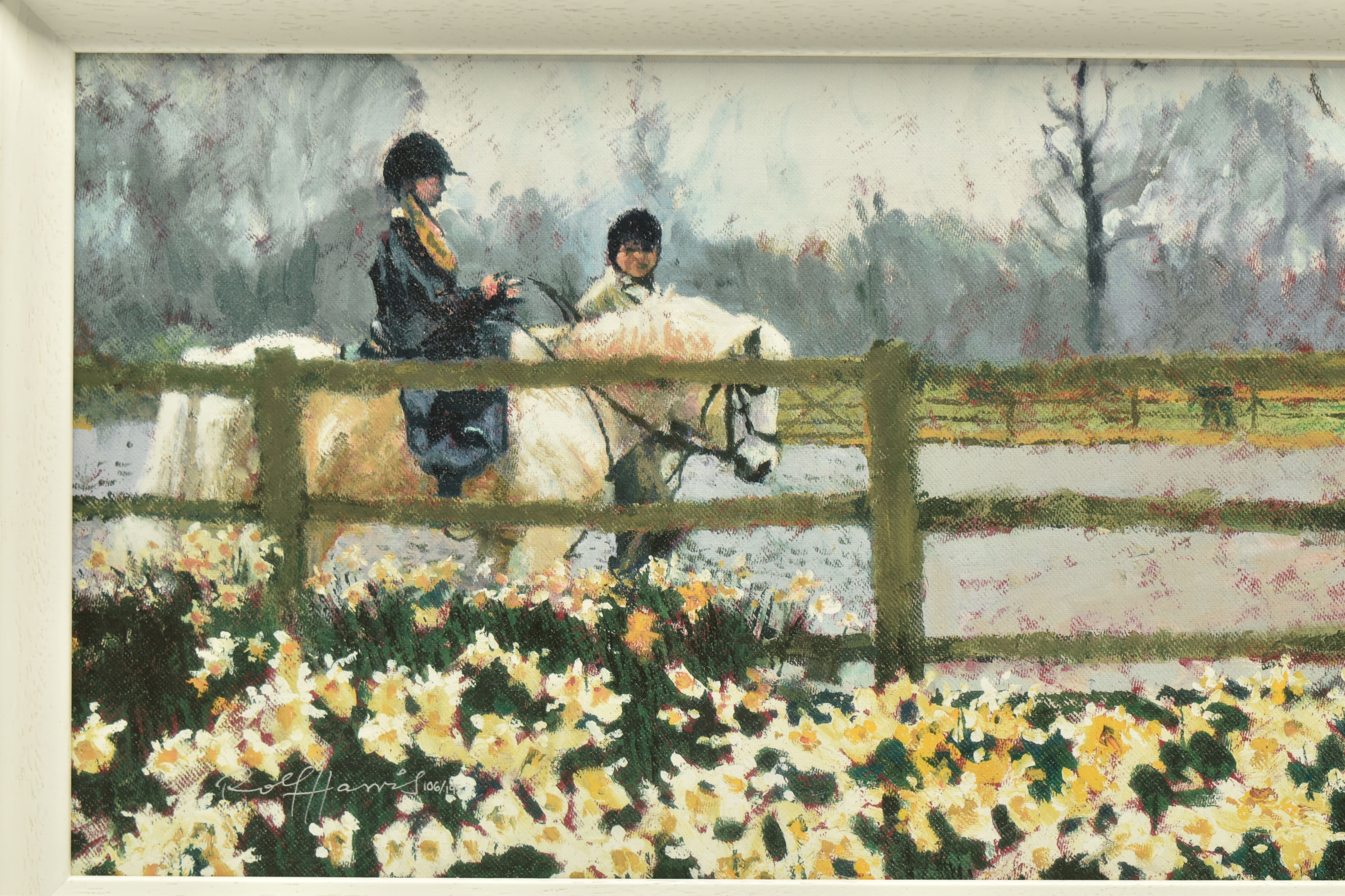 ROLF HARRIS (AUSTRALIAN 1930), 'RIDING IN THE SPRING', a signed limited edition print on board of - Image 2 of 9