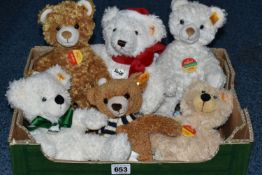 ONE BOX OF STEIFF TEDDY BEARS, to include six teddy bears Charly, Carlo, Victor, Yorkshire Tyke,