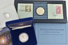 A PARCEL OF COINS AND COMMEMORATIVES, to include Day of the Concorde commemorative issue Sterling