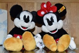 TWO STEIFF DISNEY ORIGINALS MICKEY MOUSE AND MINNEY MOUSE, no's. 024498 and 024511, polyester plush,