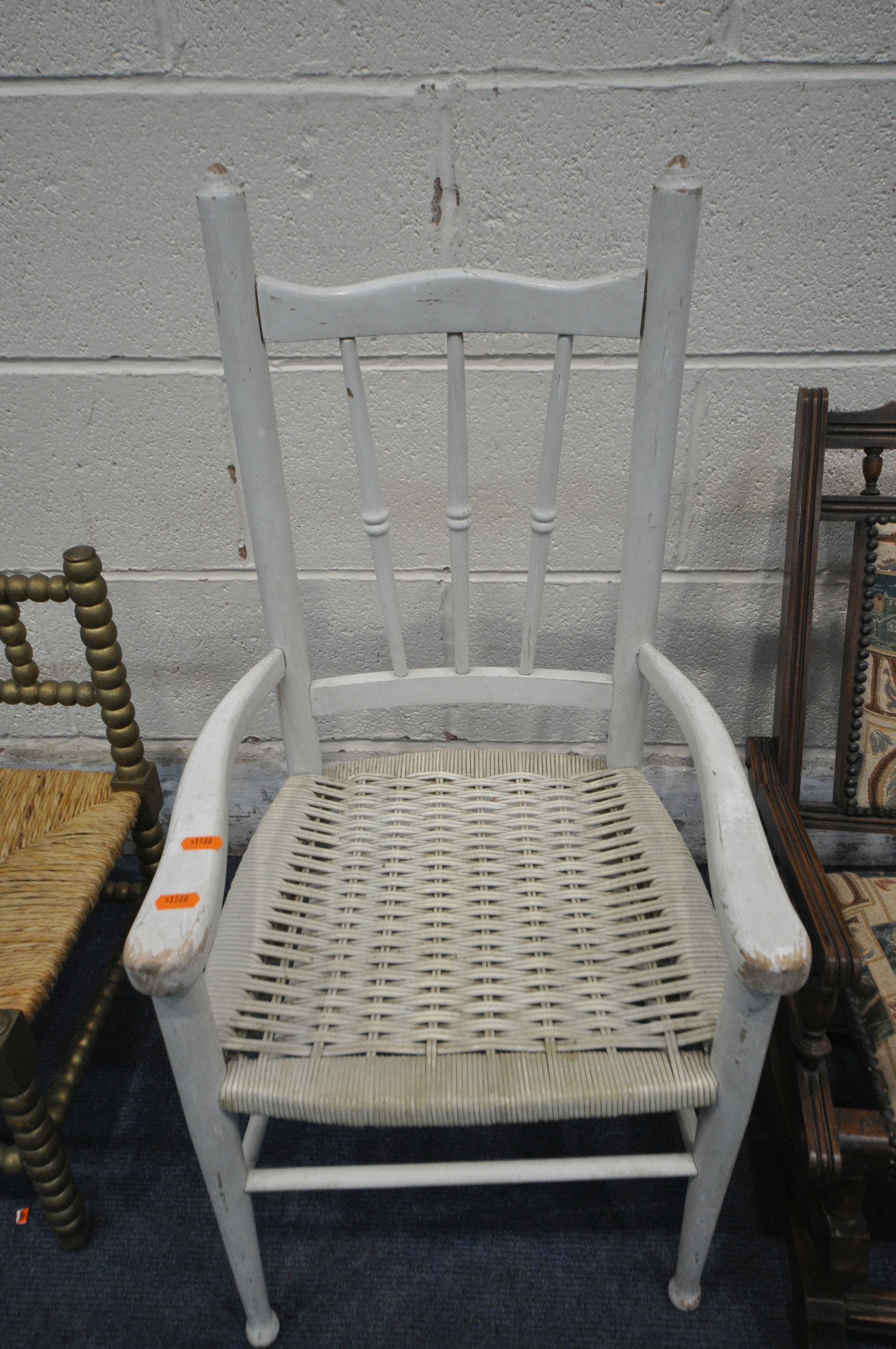 THREE CHILDS CHAIRS, to include a Morris and Co style bobbin turned corner chair, an oak American - Image 3 of 4