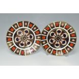 TWO ROYAL CROWN DERBY IMARI 1128 PATTERN CABINET PLATES, diameter 27cm, backstamp dated 1979 (2) (